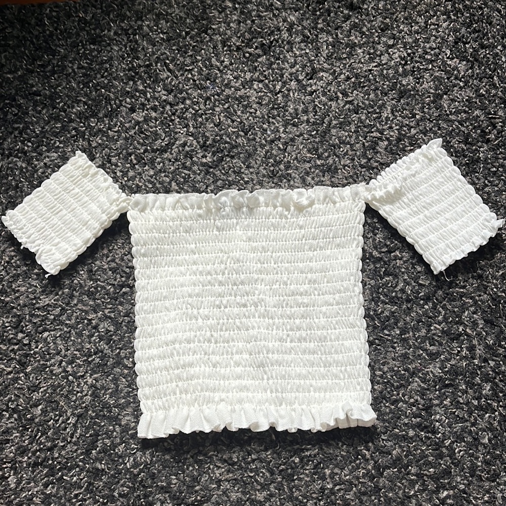 Smocked White Crop Top